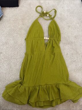 One-Piece Halter Dress in Olive Green